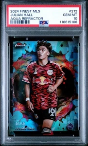 Julian Hall 2024 Topps Finest MLS #212 Rare Aqua Refractor /50 Rookie RC PSA 10 - Picture 1 of 2