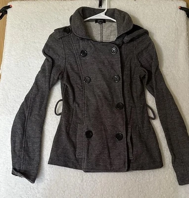 Y2K Guess Gray Hooded Double Breasted Peacoat Size S - Image 1 of 4