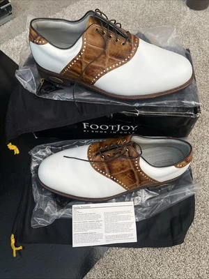 NEW FootJoy Classics 50603 White Leather Brown Saddle Golf Shoes Men’s 13 E - Image 1 of 4