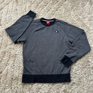 NIKE Men Sweatshirt Size SMALL Crew Neck Pullover Long Sleeve Heather Blue Knit - Picture 1 of 9