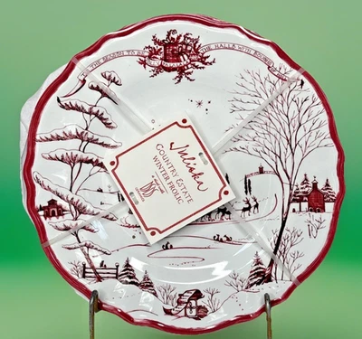 "Juego de 4 platos de ensalada Juliska Country Estate Winter Frolic rojos 9"" NUEVO vacaciones" Foto 1 de 4