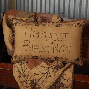 Primitive 14"x22" Harvest Blessings Pillow Yellow Farms Holiday Decor VHC Brands - Picture 1 of 8