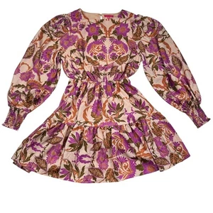 Flying Tomato Floral Long Ballonärmel Stufen kurzes Kleid Damen Größe Medium - Bild 1 von 8