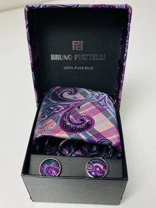 BRUNO PIATELLI Cufflinks and Tie Cravat Set Gift for Husband Man Boyfriend - Picture 1 of 4