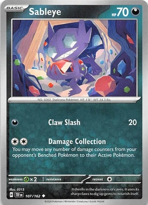 Sableye 107/162 SV05 Temporal Forces Pokemon 007688 - Image 1 of 2