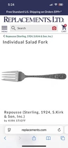 Kirk Repousse Sterling Silver Salad Fork - 6 1/4" - No Mono New In Package 40 g - Picture 1 of 5