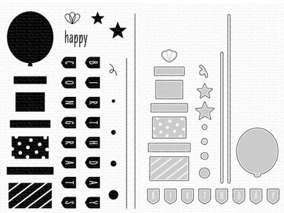 Мои любимые вещи ~ праздновать вас ~ набор марок и штампов ~ слова, подарки, формы, больше - Изображение 1 из 2