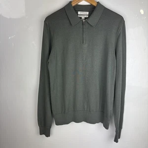 M&S Autograph Extra Fine Merino Wool Quarter-Zip Jumper Men’s Size L Grey Green - Bild 1 von 8