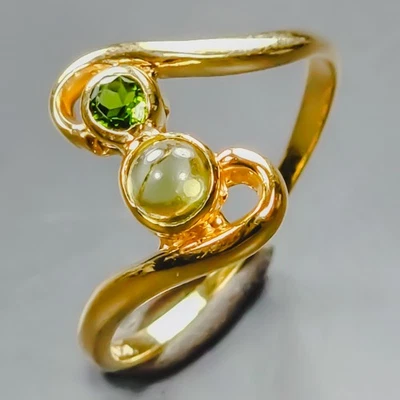 Handmade Natural Peridot Ring 925 Sterling Silver Size 7 /R439245 - Image 1 of 4