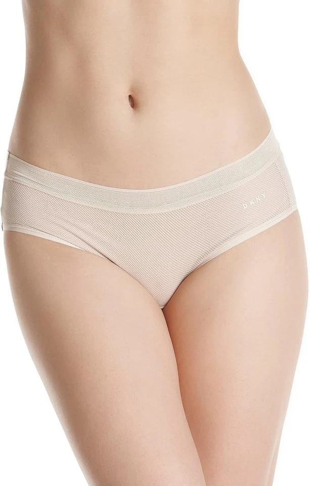 NWT DKNY Signature Tailored Fishnet Bikini Vanity, Beige, Small - Image 1 of 1