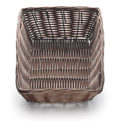 TableCraft 1472 Brown 9" x 6" Rectangular Woven Plastic Basket - Dozen - Image 1 of 4