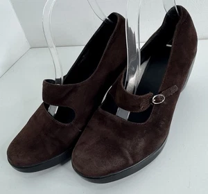 Dansko Mujer Tara Mary Janes Zapatos Tacón Marrón Gamuza Cuero Hebilla 38 7.5/8 - Imagen 1 de 7