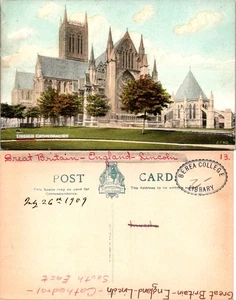 Lincoln Cathedral England Postcard with Postmark, Great Britain - Picture 1 of 1