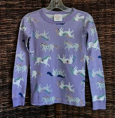 Hanna Andersson 100% 有机棉长袖睡衣衬衫女孩 8 130 马 — 第 1/4 张图片