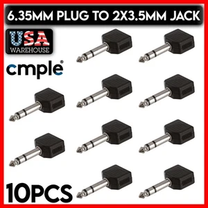 6.35mm to Two AUX 3.5mm Adapter 1/4" Jack to 2x 1/8" Plug Stereo Splitter 10 PCS - Picture 1 of 3