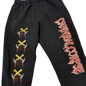 Vintage Official Cannibal Corpse Sweatpants Black Joggers Size Large Metal Band - Picture 1 of 5