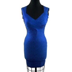 LEGER BABE Bandage Dress Blue Sweetheart Stretch Sleeveless Back Zip Medium M - Picture 1 of 10