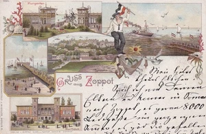 AK Zoppot, Gruss aus...., Mehrbildlitho - Bild 1 von 2