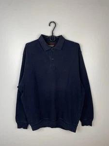 Vintage YSL Yves Saint Laurent Cotton Collared Sweatshirt Blue Size L - Bild 1 von 7