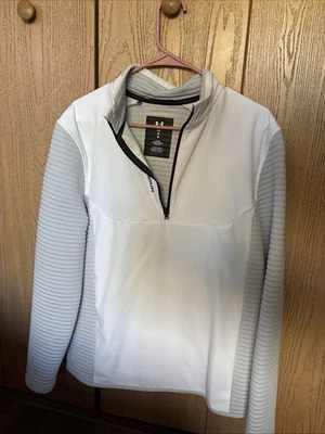 Chaqueta Pullover Under Armour 1/4 Cremallera Blanca/Gris Golf GRANDE Foto 1 de 3