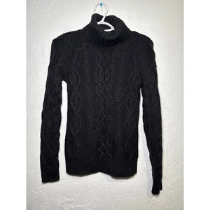 Ralph Lauren schwarzer Rollkragenpullover aus Wollmischung mit Zopfmuster und Zopfmuster für Damen Small Preppy - Bild 1 von 6
