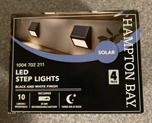 Hampton Bay Solar Treppenleuchten LED Außen schwarz Deck 4er Pack wetterfest - Bild 1 von 3