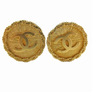 Auténticos Pendientes CHANEL CC Logo Metal Dorado s0675a - Imagen 1 de 8