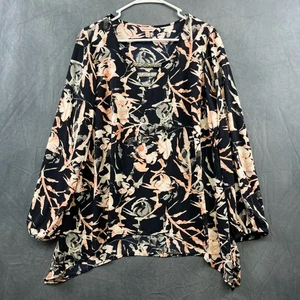 Juicy Couture Floral XL Blouse Silky Flowy Peek a Boo Cleavage Stone Encrusted - Picture 1 of 9