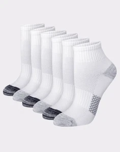 Hanes 6-Pack Ankle Socks Womens Breathable Lightweight Stripped Black Grey 5-9 - Picture 1 of 20