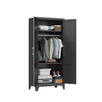 Armarios de metal con asa, armarios de almacenamiento de ropa para hogar habitación oficina Foto 1 de 4