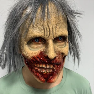 Horror rotten zombie skull realistic eyes latex mask - Picture 1 of 3