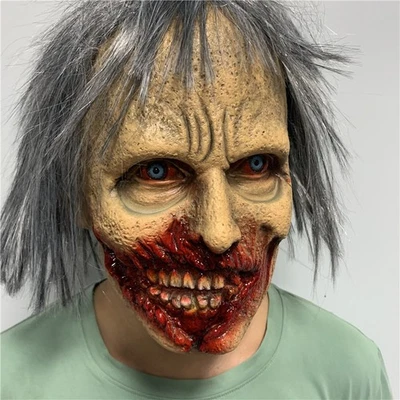 Horror rotten zombie skull realistic eyes latex mask - Image 1 of 3