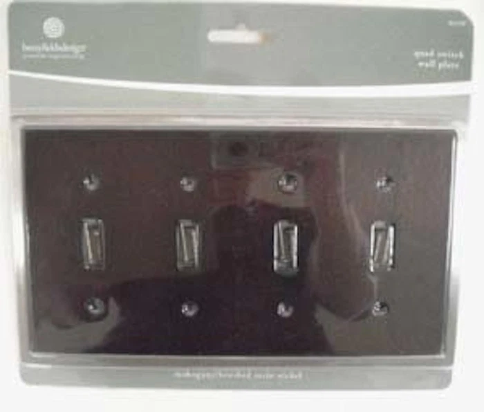 Placa de pared cubierta de caoba interruptor cuádruple de inserción de madera 64559 Foto 1 de 1