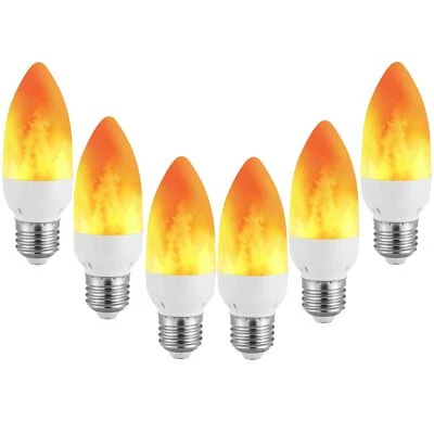 6Packs E26/E27 LED Flame Effect Light Bulbs Flickering Flame Tip Candelabra L... - Image 1 of 4