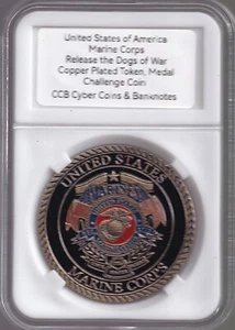 US Marine Corps Release the Dogs of War Copper-Plated Token/Medal Challenge Coin - Bild 1 von 5