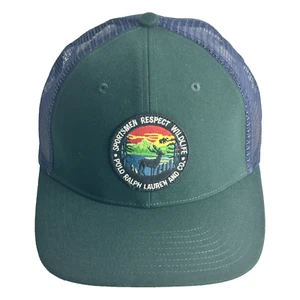 POLO RALPH LAUREN Men's Logo Patch Twill Trucker Ball Green Navy Cap Hat - Picture 1 of 7