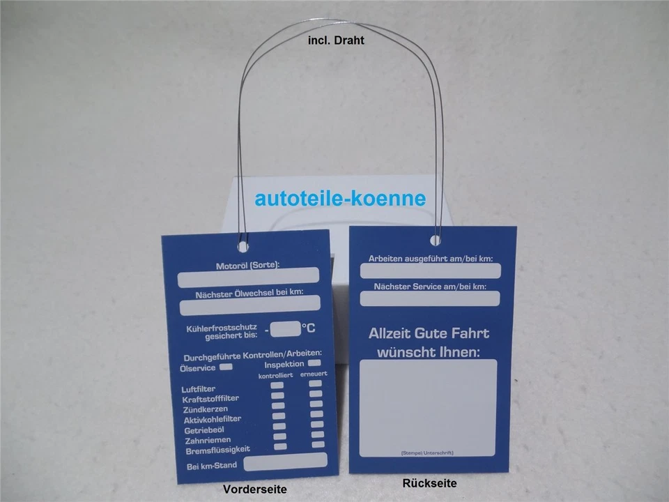 100x Ölzettel Ölwechselzettel Ölwechselanhänger Inspektion Serviceanhänger - Bild 1 von 1
