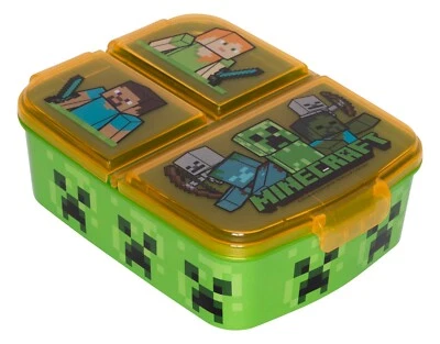 Minecraft - Sandwich Box, Brotdose, Lunchbox - grün, 3-Fächer (NEU & OVP!) - Bild 1 von 3