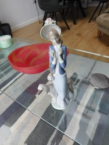 Lladro "Stepping Out" Figurine Tall Girl with Afghan Hound 33cm - Picture 1 of 14