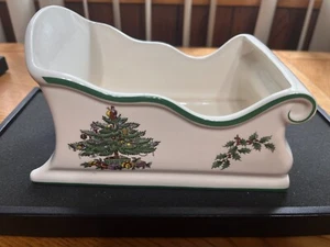 SPODE ÁRBOL DE NAVIDAD COLECCIÓN TRINEO CUENCO CON ADORNOS VERDES S3324 A-1 80 INGLATERRA - Imagen 1 de 10
