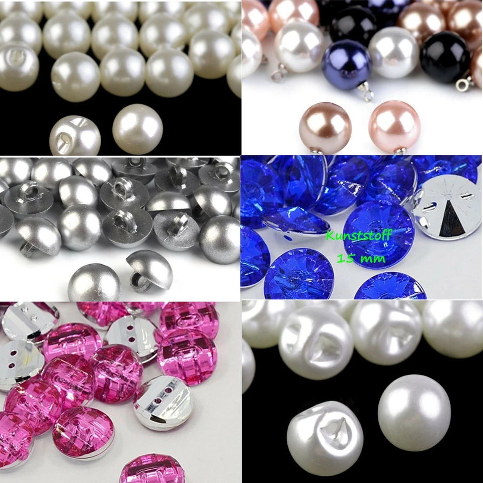 2-20 Kugelknöpfe Kunststoff Perlenknöpfe Brautkleid weiß sekt schwarz Brautmode - Bild 1 von 4