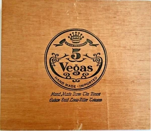 Solid Wood Empty Cigar Box - 5 Vegas Classic Handmade Hinged Cover - Picture 1 of 7