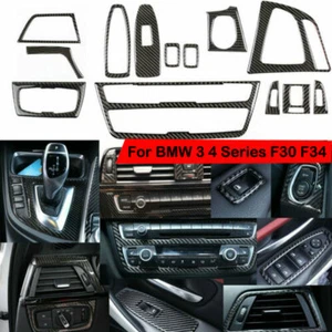 13 piezas/juego de cubierta decorativa interior de fibra de carbono real para BMW Serie 3 4 F30 F34 - Imagen 1 de 12