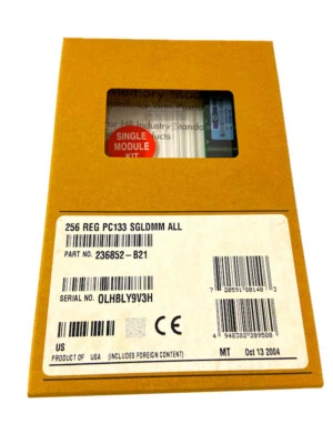 236852-B21 I GENUINE New Sealed HP 256MB SDRAM Memory DIMM PC133 ECC 159377-001 - Image 1 of 4