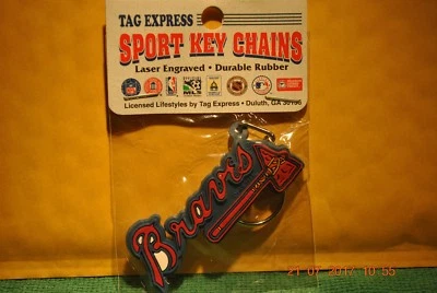 ATLANTA BRAVES  -- 1997 Laser Engraved Durable Rubber Sport Key Chain - Image 1 of 4