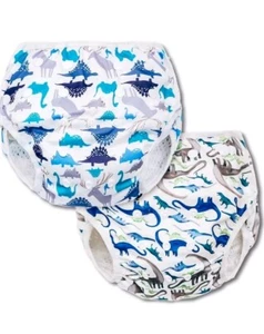 2PACK Reusable Swim Nappies Size 2/3 Adjustable Washable Cover Dinosaurs - Picture 1 of 6