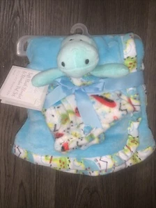 Le Bebe Dinosaur Blue Baby Plush Blanket & Lovey Security Combo Set Soft Nwt - Picture 1 of 5