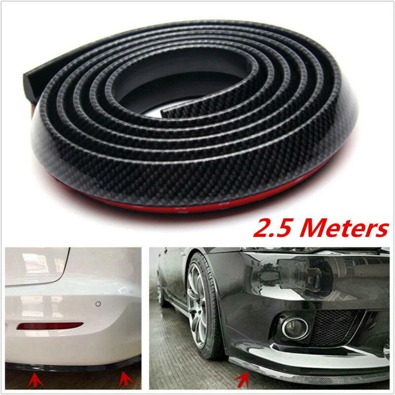 2.5m Carbon Fiber Car Front Bumper Spoiler Lip Splitter Chin Body Kit Protector — 第 1/4 张图片
