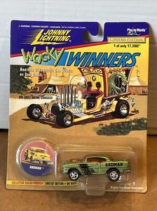 1996 Johnny Lightning Series #1 Wacky Winners BADMAN '55 Chevy Green con 5 raggi - Foto 1 di 6