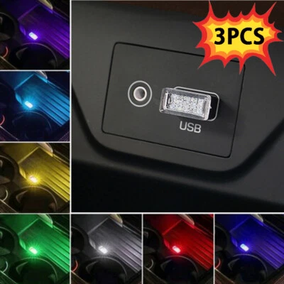 3x Luces LED USB para Coche Atmósfera de Neón Ambiente Lámpara Brillante Luz Accesorios para Coche Foto 1 de 4